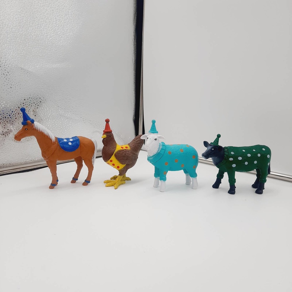 NEW Ankyo Development Horse Cow Sheep Chicken Plau Cake Topper Farm Animals
